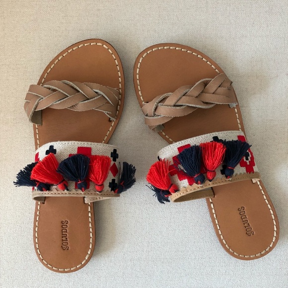 Soludos Shoes - Soludos Embroidered Tassel Leather Slides